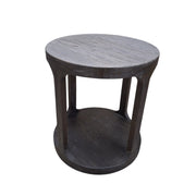 Dark Wood Round Drum Side Table