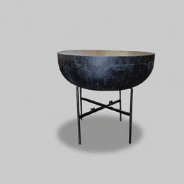 Blackened Round Reclaimed Wood Coffee Table