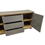 Sleek Two-Tone Sideboard with Triple Drawers and Cabinets