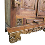 Imposing Indian Style Hand Carved Two Door Solid Wood Cabinet