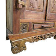 Imposing Indian Style Hand Carved Two Door Solid Wood Cabinet