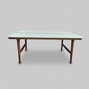 Bi-Colour Mid-Century Style Wooden Dining Table with White Laminate Top