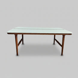 Bi-Colour Mid-Century Style Wooden Dining Table with White Laminate Top