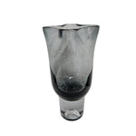 Murano Inspired Smokey Grey Hand Blown Glass Vase