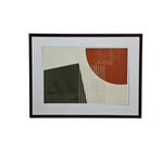 Mid-Century Modernist Terracotta and Charcoal Geometric Framed Art Print