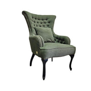 Sedar Vintage Style Green Fabric Tufted Wingback Armchair