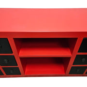 Striking Red and Black Orient-Inspired 12-Drawer Sideboard