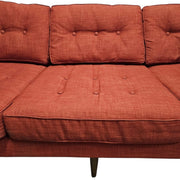Mid-Century West Elm Peggy Red Fabric Sofa