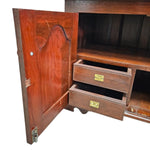 Intricate Brass Inlay Solid Wood Low Media Console Cabinet
