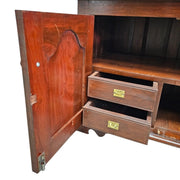 Intricate Brass Inlay Solid Wood Low Media Console Cabinet