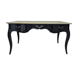 Vintage French Provincial Distressed Black Desk