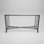 Marina Home Textured Bronze Finish Console Table with Glass Top