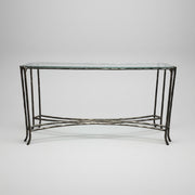 Marina Home Textured Bronze Finish Console Table with Glass Top