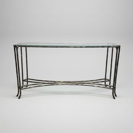 Marina Home Textured Bronze Finish Console Table with Glass Top