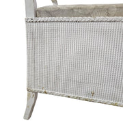 Charming Weathered White Lloyd Loom Bench with Floral Seat