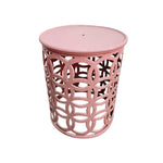 Soft Pink Interlocking Circle Metal Round Side Table