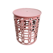 Soft Pink Interlocking Circle Metal Round Side Table