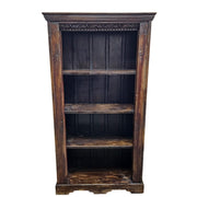 Vintage Indian Carved Solid Wood Bookcase