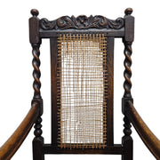 Barley Twist Antique Armchair with Cane and Velvet