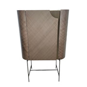 Sculptural Bronze-Finish Tall Bar Cabinet with Slender Legs