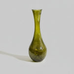 Olive Green Blown Glass Slender Teardrop Solifleur Vase