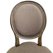 Refined Louis XVI Style Natural Wood Oval Back Upholstered Dining Chair
