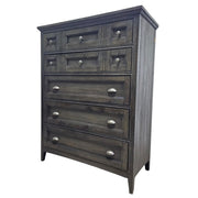 Rustic Slate Gray Tallboy Chest of Five Drawers