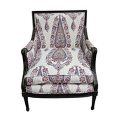 Classic French Bergère Armchair in Vibrant Paisley