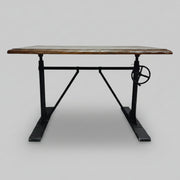 Industrial Crank Adjustable Height Dark Wood Writing Desk
