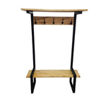 Industrial Style Wood and Black Metal Coat Rack Stand