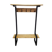 Industrial Style Wood and Black Metal Coat Rack Stand