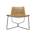 Sleek Mid-Century Sand Leather Lounge Chair