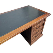 Heritage Solid Wood L-Shape Executive Desk with Leather Top