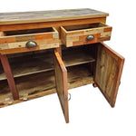 Artisanal Mixed Timber Chevron Parquet Solid Wood Sideboard
