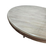 Vintage Rustic Round Pedestal Dining Table with Glass Top