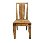Handcrafted Solid Teak Wood Dining Chair with Iron Brackets