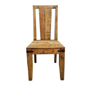 Handcrafted Solid Teak Wood Dining Chair with Iron Brackets