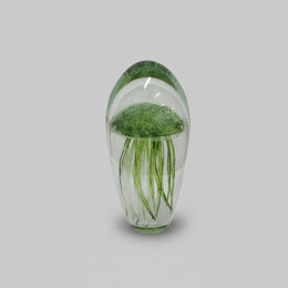 Captivating Green Jellyfish Art Glass Sculptural Paperweight