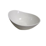 Organic White Ceramic Asymmetrical Oval Serving Bowl