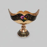 Artisanal Persian Enameled Copper Footed Bowl with Scalloped Rim