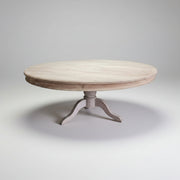 Vintage Rustic Round Pedestal Dining Table with Glass Top