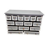 Hand-Painted Grey and White Multi-Drawer Solid Wood Apothecary Chest