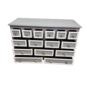 Hand-Painted Grey and White Multi-Drawer Solid Wood Apothecary Chest