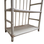 Vintage-Inspired White Bamboo 4-Tier Arched Bookshelf