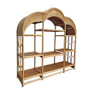 Bohemian Rattan and Woven Cane Triple Arch Large Display Shelf