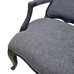 Vintage French Louis Style Black Lacquered Upholstered Armchair