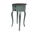 Sage Green Upcycled Wooden 2-Drawer Oval Telephone Side Table