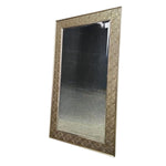 Stately Embossed Silver Leaf Carved Rectangular Wall Mirror