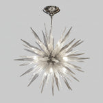 Murano Mid-Century Style Clear Glass Sputnik Starburst Chandelier