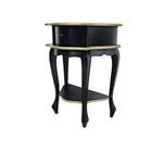 Elegant French Provincial Black & Gold Kidney Side Table